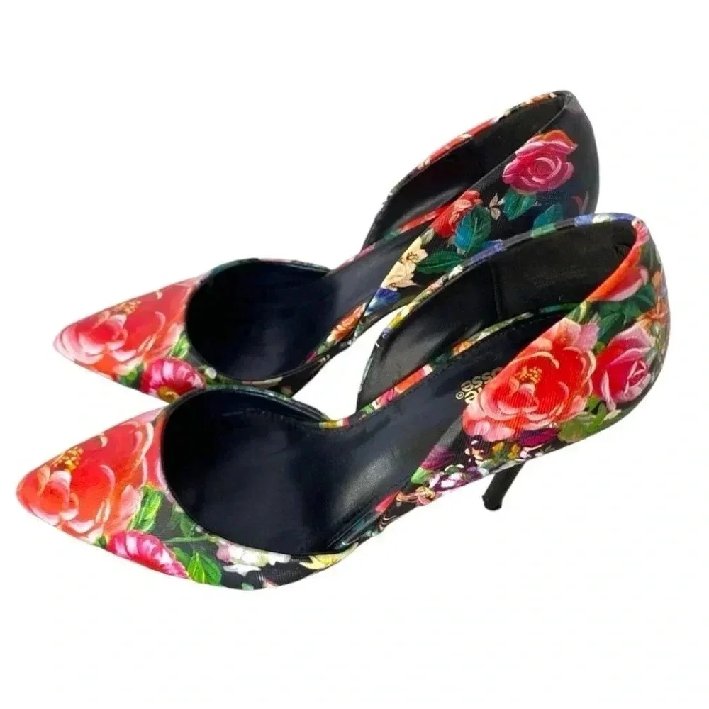 CHARLOTTE RUSSE | Varcityy Floral Multi D'Orsay Heels  Size 9
